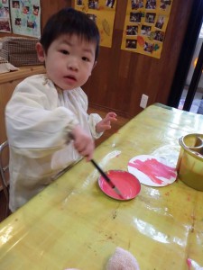 ピンク色が出来た